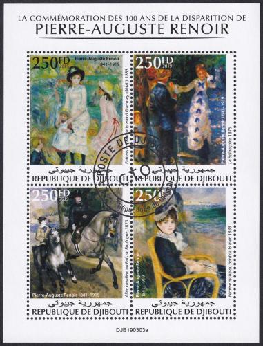 Potov znmky Dibutsko 2019 Umenie, Pierre-Auguste Renoir 1E Mi# 2981-84 Kat 10,50