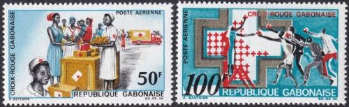 Potov znmky Gabon 1968 erven kr Mi# 306-07