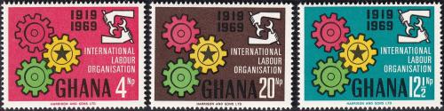 Potov znmky Ghana 1970 ILO, 50. vroie Mi# 386-88