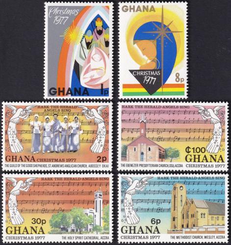 Potov znmky Ghana 1977 Vianoce Mi# 718-23 