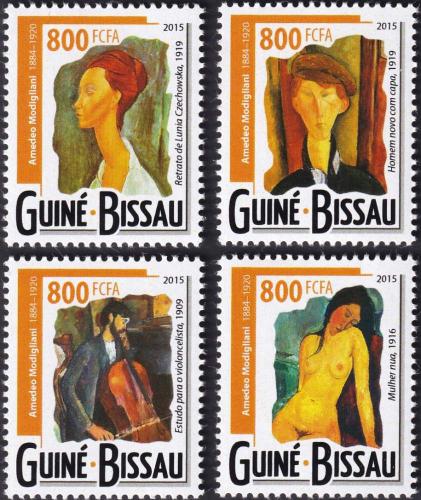 Potov znmky Guinea-Bissau 2015 Umenie, Amedeo Modigliani 1B Mi# 7862-65 Kat 13