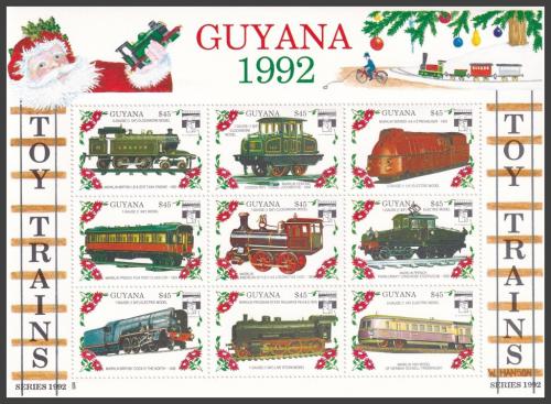 Potov znmky Guyana 1992 Modely lokomotiv a vagn Mi# 3925-33