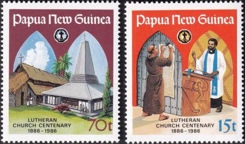 Potov znmky Papua Nov Guinea 1986 Luternsk kostol Mi# 529-30