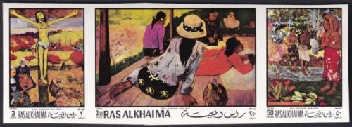 Potov znmky Rs al-Chajma 1970 Umenie, Gauguin neperf. Mi# 392-94 B Kat 12