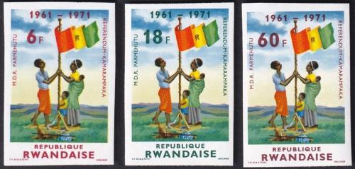 Potov znmky Rwanda 1972 Nezvislost , neperf. Mi# 497-9 B Kat 15