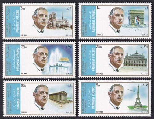 Potov znmky ard 1972 Charles de Gaulle a Pa 1A Mi# 875-80