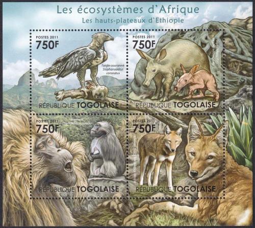 Potov znmky Togo 2011 Fauna Etiopsk vysoiny 1A Mi# 4209-12 Kat 12