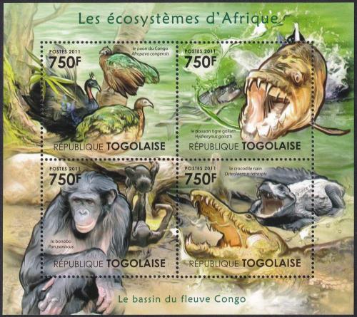 Potov znmky Togo 2011 Fauna konsk pnve Mi# 4185-88 Kat 12