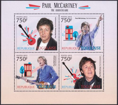 Potov znmky Togo 2012 Paul McCartney, The Beatles Mi# 4548-51 Kat 12