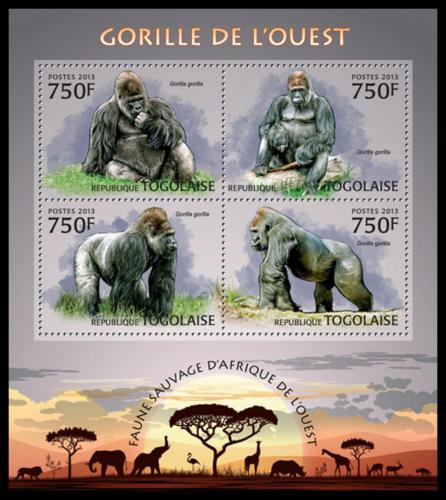 Potov znmky Togo 2013 Gorily Mi# 4896-99 Kat 12